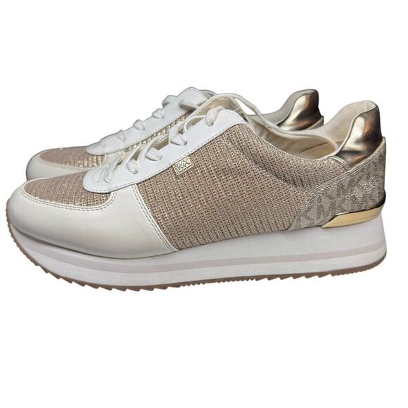 Michael Michael Kors Monique Trainer Gold and White Sparkle Size 10M - Picture 6 of 16